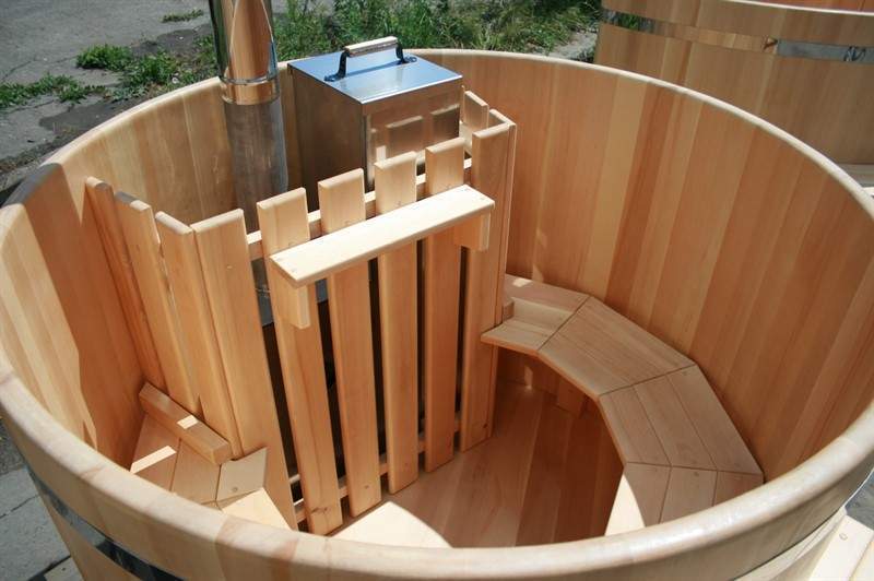 Круглая японская баня «Фурако» со встроенной дровяной печью на 2-3 человек, 1200x1500 мм (рис.7)
